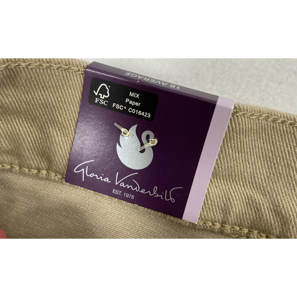 Gloria Vanderbilt Amanda Jeans Women Size 18 Tan Denim Tapered Leg High Rise Mom - Picture 7 of 14